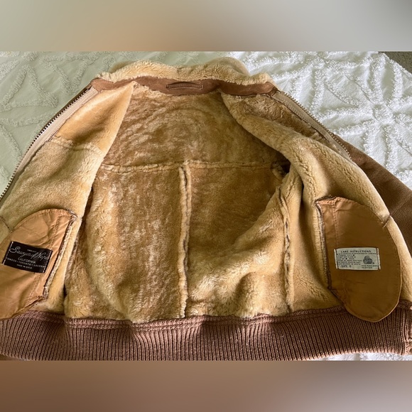 Sawyer of Napa Vintage Women's Suede Shearling Wool Bomber Made in USA Size 8 - Picture 12 of 16